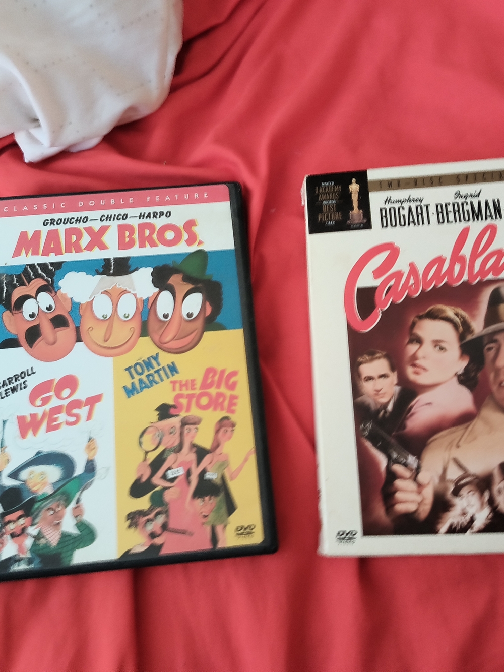 Marx Bros. & Casablanca DVD Bundle on Coral Background
